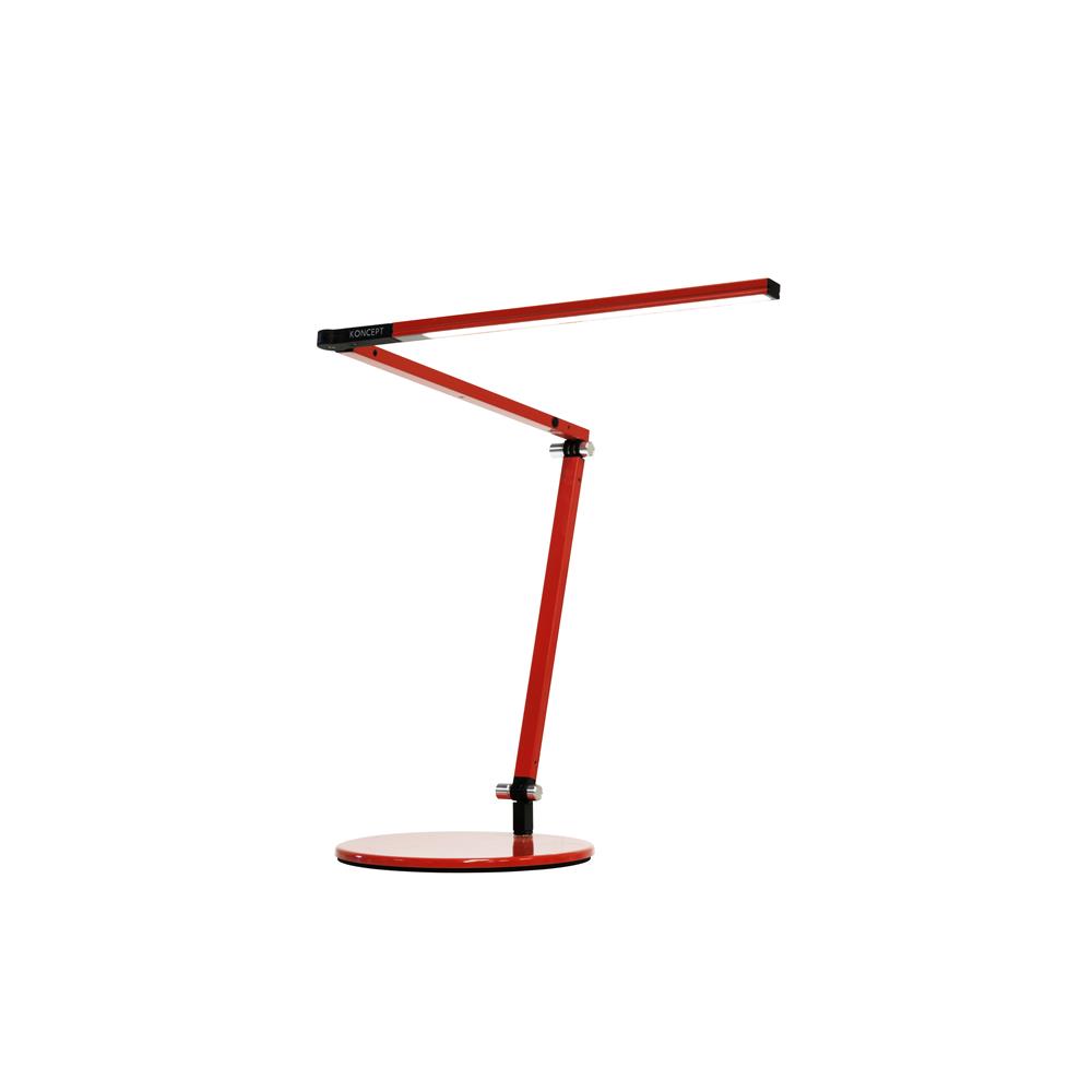 Koncept Lighting AR3100-WD-RED-2CL Z-Bar mini Desk Lamp with Metallic Black two-piece desk clamp (Warm Light; Red)